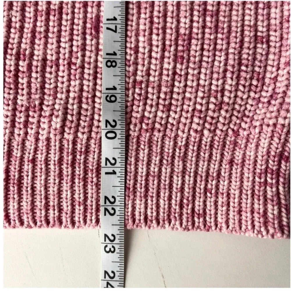 J.Crew Womens M Pink‎ Marled Chunky Knit Sweater Cotton Blend Crew Neck Cozy